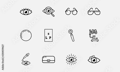 Canvas Print Ophthalmology line editable icon set