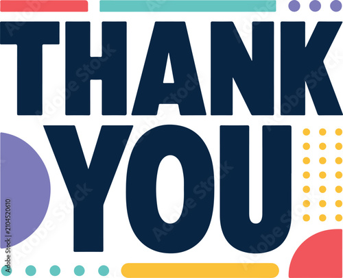 thank you typography text design vector template with abstract geometric shapes