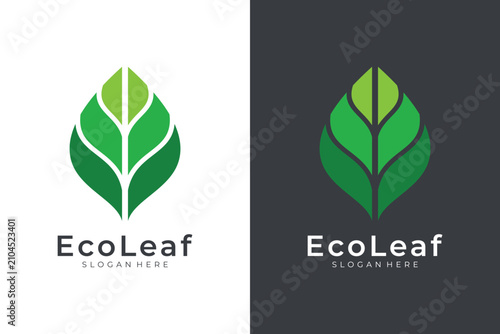 Eco leaf logo template. Minimalist nature symbol