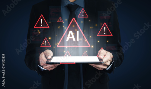 Cuadro en lienzo Futuristic artificial intelligence concept depicting AI hallucination, processing errors, and generating misinformation