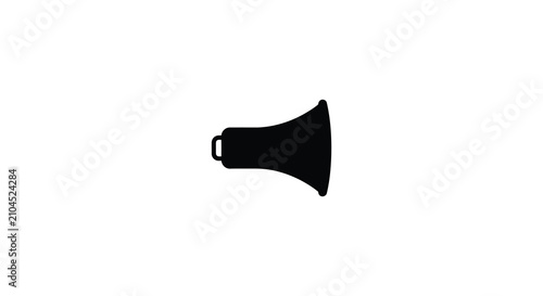 Cuadro en lienzo A black silhouette of a handheld megaphone against a plain white background silh