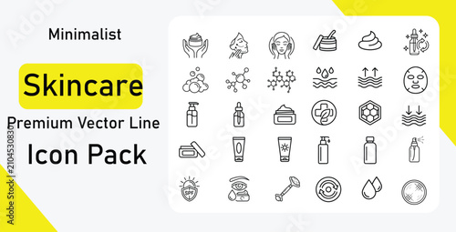 фотографія Skincare Icon Set – Retinol, Collagen, Niacinamide and Beauty Routine Vector Col