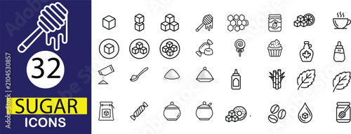Canvastavla Sugar Icon Set – Sweeteners, Natural Sugar and Food Ingredient Vector Collection