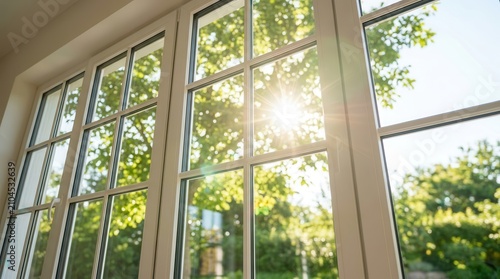 Energy efficient large windows providing abundant natural light and a view of nature.