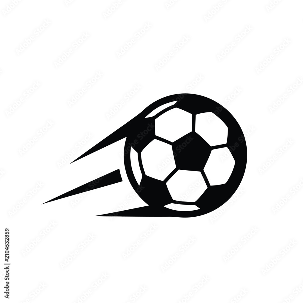 Fototapeta premium Flying Soccer Ball Silhouette Vector Graphic