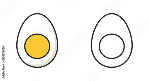 Canvastavla Hard boiled egg illustration with colored and outline versions on white