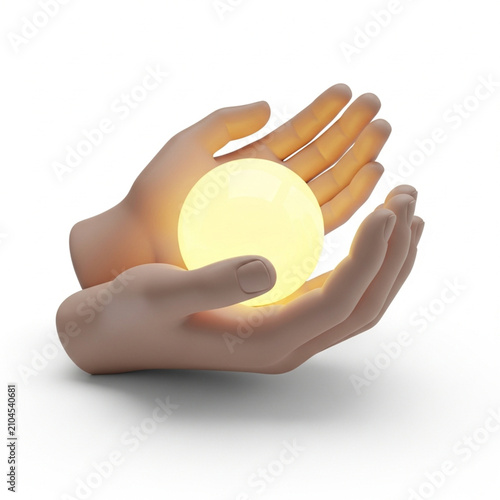 Hands holding a glowing orb