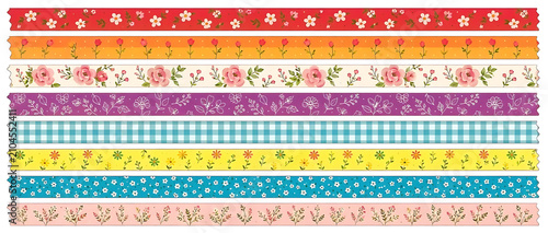 Vibrant Spring Floral And Gingham Washi Tape Set