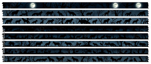 Spooky Midnight Wolf And Forest Washi Tape Set