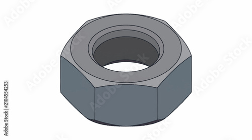 Tableau sur toile Hexagonal steel nut isolated on white background.