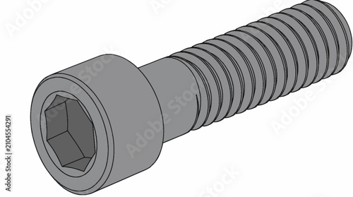 Принти на полотні Hex socket screw with threaded shaft isolated.