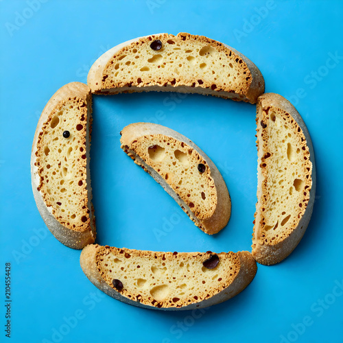Flat lay of five biscotti s...