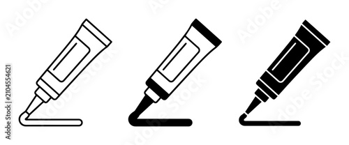 Adhesive Glue Tube Icons, Bonding and Repair Symbols, Vector Art