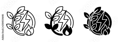 Foto Eco-friendly energy icons, renewable power symbols, green technology graphics, c