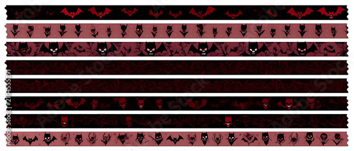 Gothic Red And Black Bat Halloween Horror Washi Tape Set