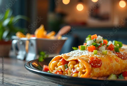 Savory burrito filled with ...