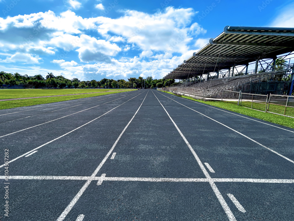 Fototapeta premium Straight Running Lanes on an Empty Outdoor Athletic Track