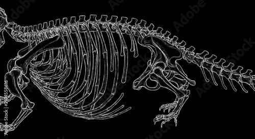Foto Detailed Dinosaur Bone Skeleton Illustration.