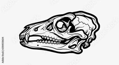 Obraz na płótnie Detailed Dinosaur Fossil Skull Illustration.