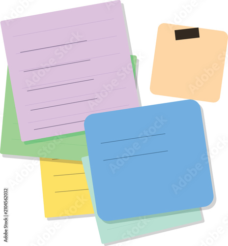 Mixed pastel sticky notes arranged like office reminders for planning, studying, brainstorming, and creative work