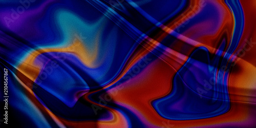 Cuadro en lienzo Vibrant abstract design with liquid flowing waves in purple blue and fiery orange color tones