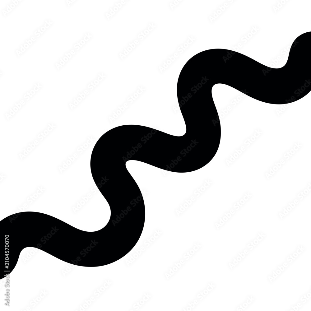Fototapeta premium Bold black wavy line isolated on a clean white background