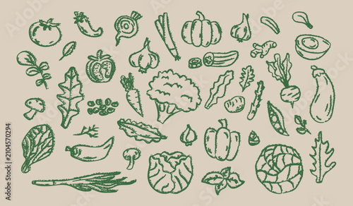 Hand drawn green crayon doo...