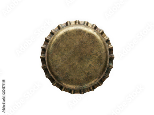 A single metallic brown beer bottle cap viewed from above
