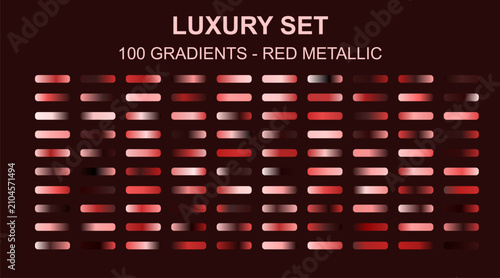 Foto Luxury set of 100 red metallic gradients, premium ruby and crimson metal swatche