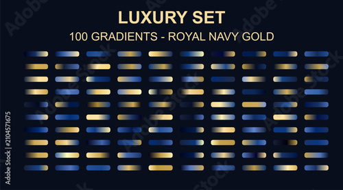 Foto Royal navy gold luxury set, 100 gradients collection in vector format, elegant b