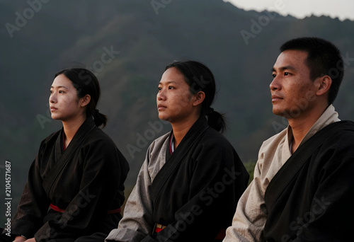 Three asian people in tradi...