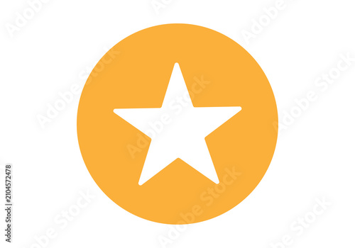 Fotografie white star icon button inside orange circle transparent background