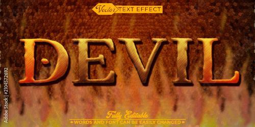 Принти на полотні Dark Devil Infernal Evil Typography Vector Fully Editable Smart Object Text Eff