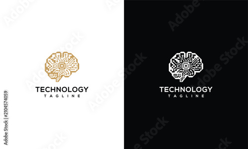Creative Brain Circuit Board Technology Logo for AI and Digital Concepts