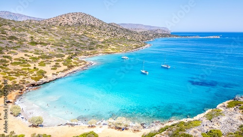 Kolokithia Beach near Elounda in Crete is a hidden paradise with crystal-clear turquoise waters, rocky coves, and peaceful Mediterranean scenery, perfect for a relaxing escape.