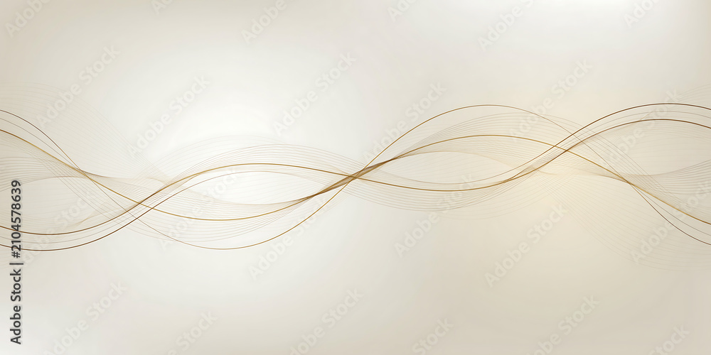 Fototapeta premium Golden wave lines against a light beige background a flowing vector design