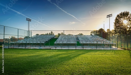 bleachers in the park against the field fence