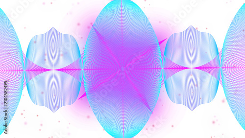 Quadro em tela Psychedelic abstract fractal pattern with glowing neon orbs and intricate geomet