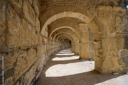 Canvastavla Ancient stone arches and passageways inside the Roman theater at Aspendos in Antalya Province, Turkey