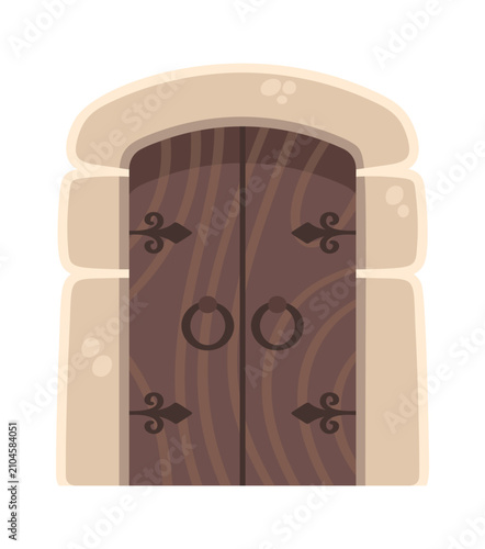 Door Castle Entrance With Stone Arch Cartoon