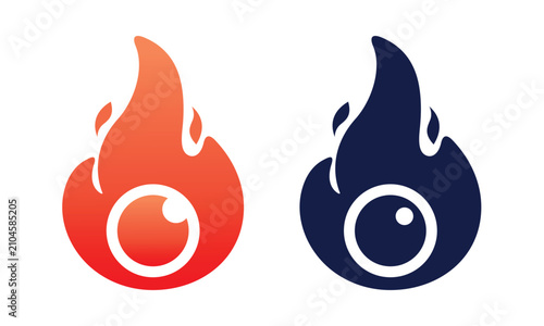 Burning Gaze Icon. Passionate Eyes Symbol. Vector Illustration