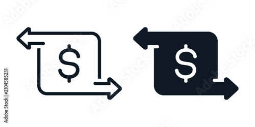 Money Swap Icon. Cash Exchange and Fund Transfer Symbol. Vector Illustration