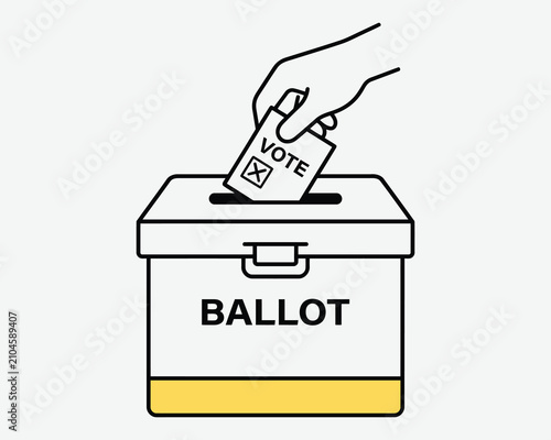 Civic duty hand depositing a vote into a ballot box illustration