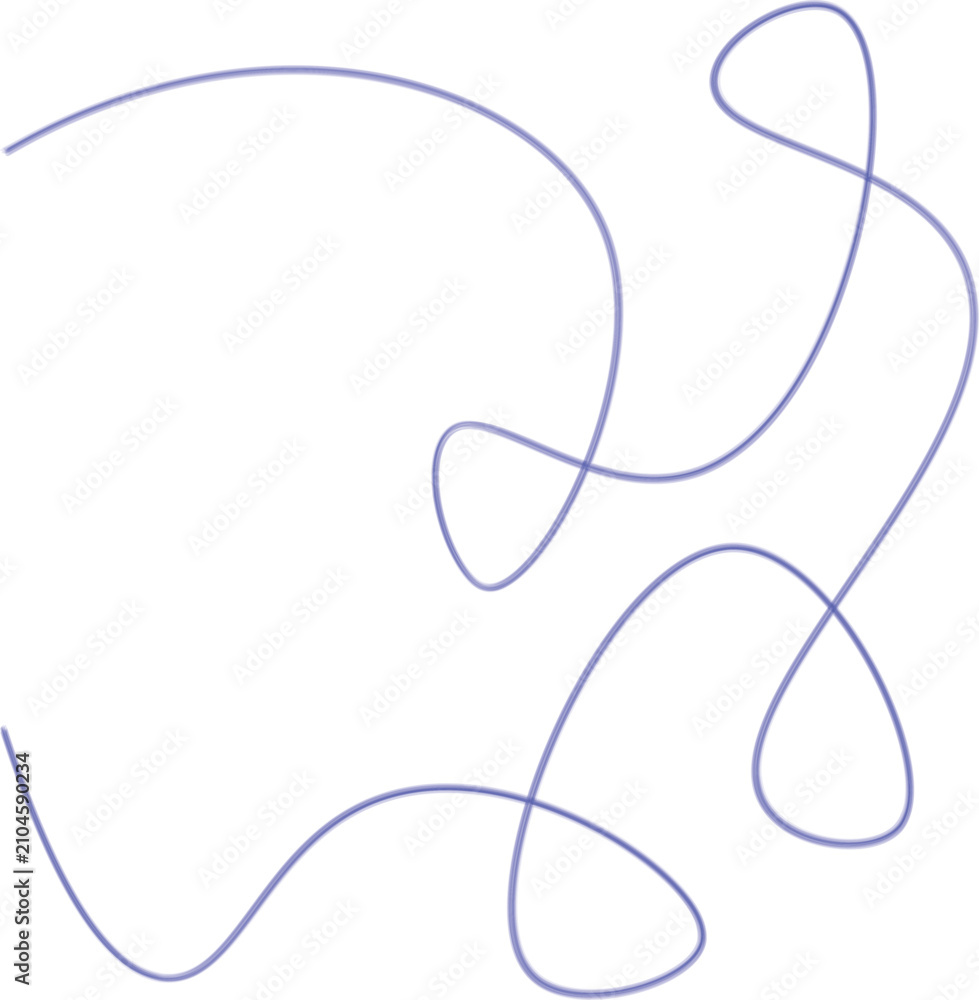 Obraz premium Continuous blue line art illustration with loops and twists on a transparent background.