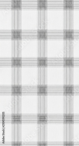 A sophisticated white tartan fabric pattern featuring delicate overlapping lines in soft gray tones, creating a classic textile texture, elegant, clean, check
