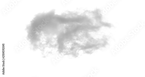Cuadro en lienzo A single isolated fluffy gray cloud on a pure white background.