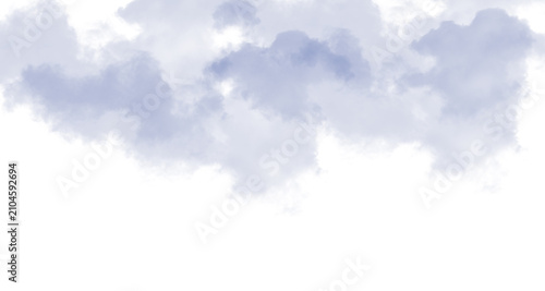 Foto Soft blue watercolor clouds isolated on a white background.