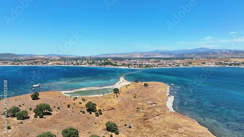 Beautiful Small Island in the Aegean Sea | 4K Aerial Drone Footage | Turkey