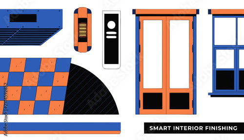 Photos Very beautiful realistic vector illustration of INTERIOR SMART FINISHING featuri