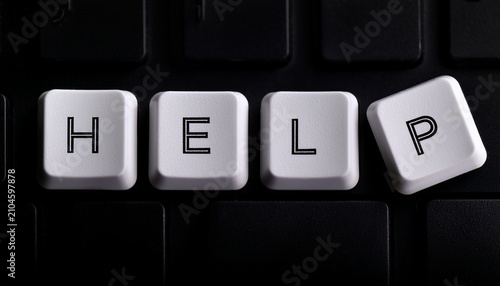 word help spelled with white keyboard keys on black background